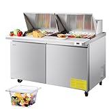 VEVOR 60'W Commercial Refrigerator, 15.4 Cu. Ft Sandwich Prep Refrigerated Table, Mega Top Food Prep Fridge...