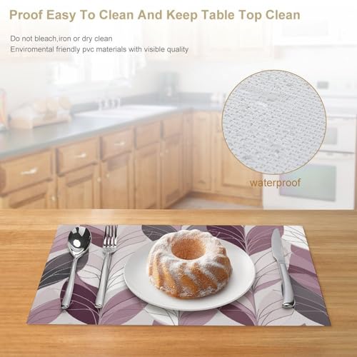 Sets de table en PVC lavables de qualité supérieure motif violet et blanc géométrique chic