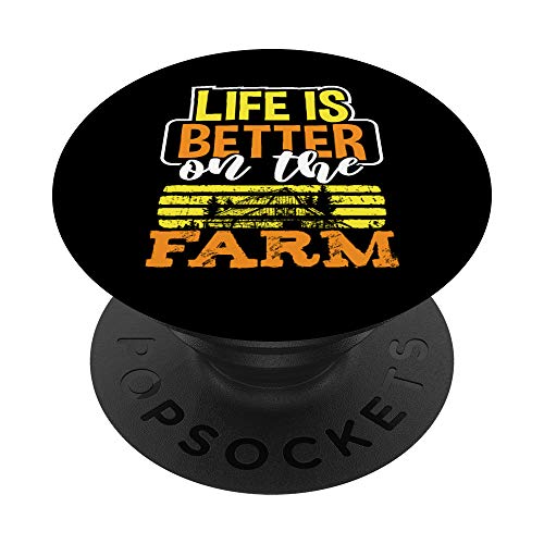 Funny Farmer Gift Rancher Farming Life is Better On The Farm PopSockets PopGrip Intercambiable