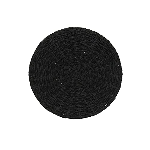 Household Essentials Handwoven Paper Rope Barrel Wicker Storage Basket Side Table, Black #TOP6