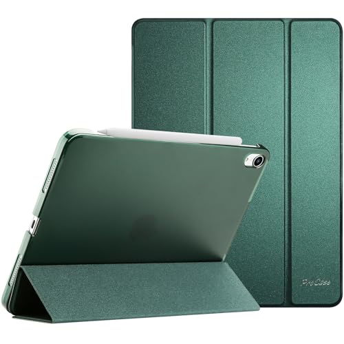 ProCase iPad Air 11インチ ケース M3 (2025) / M2 (2024) / iPad Air 第5世代 / 第4世代 軽量 スタンド 三つ折り フォリオ保護ケース 半透明バックカバー Apple Pencil 2対応 対応端末：iPad air 11インチ M3 (2025)、M2 (2024)、iPad Air5 2022、Air4 2020 - ミッドナイトグリーン