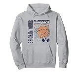 BYU Cougars Vintage Basketball 90's Gray Officially Licensed Pullover Hoodie, Adult Unisex, Heather Grey, Small