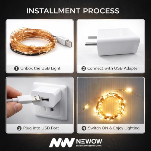 Image of NW USB String Light | USB Light | Decoration Copper USB Powered | 100 Led Light | 10 Meters Light Color- Blue (Pack of 8)