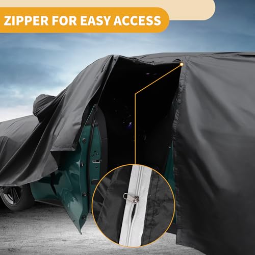 Image of Car Cover Waterproof All Weather Sun Rain Protection Full Exterior Cover for Genesis GV80 190T-PU Black with Left Side Zippers