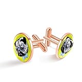 Boutons de manchette en or rose pour hommes, bijoux boutons de manchette costume chemise affaires mariage avec boîte-cadeau -Museau Chiot Chien à Lunettes Noeud Papillon
