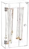AMOTOFO Acrylic 24 Hooks Rotation Necklace Display Stand Pendant Display Organizer Holder Dust-proof