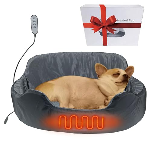 JOJOPEPE Self-Heating Pet Bed with Adjustable Heat & Reversible Design - 3 Temperature Settings...