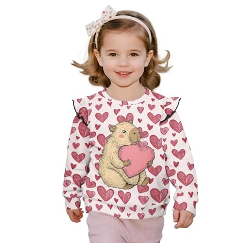 Long Sleeve Shirt Cute Sleeve Sweatshirt Fall Winter Crewneck Tops Casual Ruffle Sleeve Blouse 1-8T3