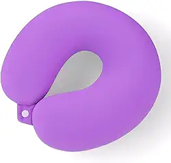 Almofada de Pescoço Travesseiro Cervical Ergonômico para Viagem Micropartículas Descanso (Lilás)