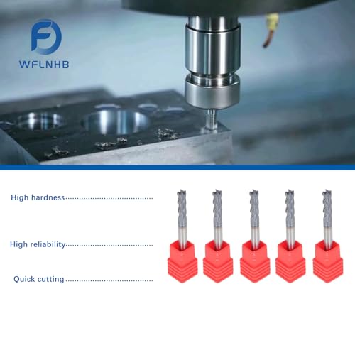 Image of WFLNHB 5PCS 3 /16 Inch 4 Flute Helix Carbide End Mill Fit for Machining Flat Surfaces Steps Grooves Formed Surfaces and Cutting Workpieces on Milling Machines