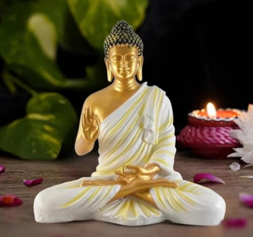 Image of Meditating Gautam Buddha Statue for Home Decor | Resin Lord Buddha Figurine Idol Showpiece Murti for Living & Meditation Room| Spiritual Decorative Gift Item (15 Inch / 38 cm)