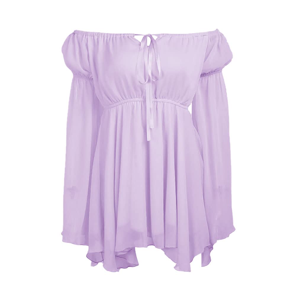 ETATNG Womens Two Piece Corset Dress Off Shoulder Bell Sleeve Summer Party Lace Up Bustier Dress