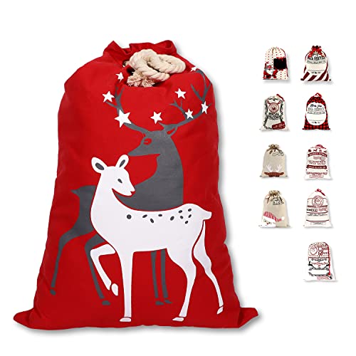 LessMo Sac Cadeau Noël Père Noël Grand Toile Réutilisable