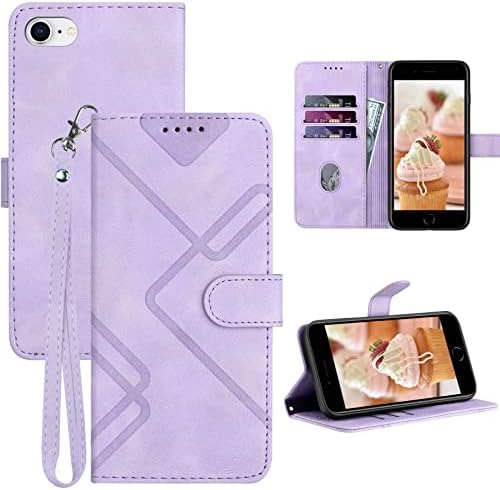 Case For IPhone 7, IPhone 8, IPhone SE 2020 & SE 2022,Premium PU Leather Magnetic Flip Wallet Case With Card Holder Cash Slot Lanyard Strap Kickstand Embossed Mandala Flower Pattern Cover, Blue - View #2