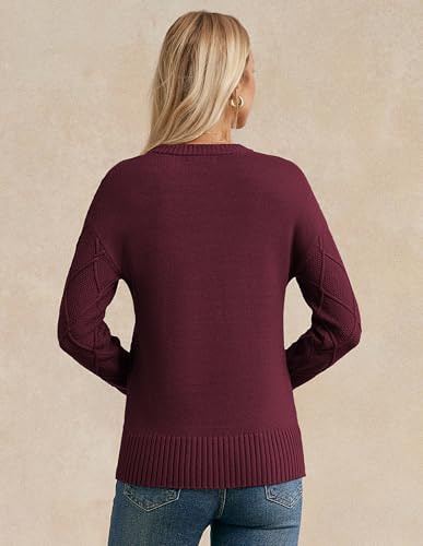 GRACE KARIN Women Fall Long Sleeve Crew Neck Sweaters, 2025 Fashion Knit Trendy Pullover Top, Cable Stretchy Winter Clothes3