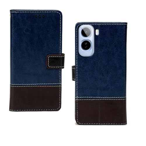 Image of amazon basics Vivo T5 Pro 5G Flip Cover | Card Pockets Wallet & Stand | Flip Cover for Vivo T5 Pro 5G (Blue Coffee)