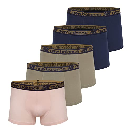 New Balance Men's Standard 3" Velocity Cotton Boxer Brief Trunks (5 Pack), Indigo Blue/True Camo/Pink Haze/Indigo Blue/True Camo, X-Large #TOP9