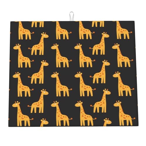 Tappetino Scolastoviglie Cartoon Giraffe Tappetini Bancone Cucina Asciugatura Rapida Tappetino Lavello Per Bicchieri Tavoli Caffettiera 46X61Cm