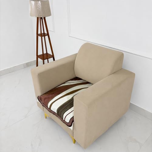 Image of Homerz Premium 'Luxe Series' Holland Velvet Sofa Cover | Smooth Finish | Anti-Skid Fleece Backing | Soft Touch Couch Protector for Living Room (Ocean Crest, 1 Seater, Only Seat Cover)