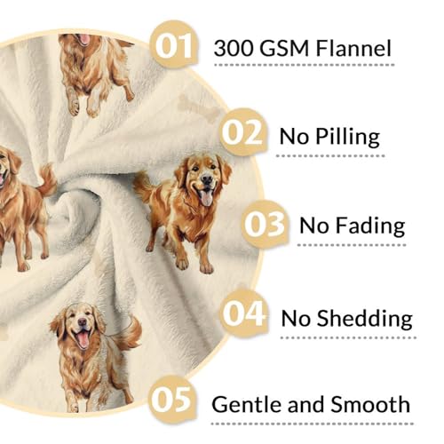 Golden Retriever Blanket - 30x40 Inches Size for Baby - Soft Fluffy Throw for Couch, Work - Beige Cute Fuzzy Gifts