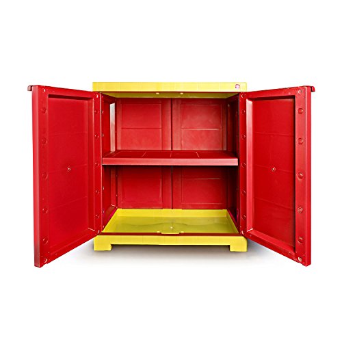 Image of Cello Novelty Compact Plastic Cabinet with Dustproof Doors| 3 Year Warranty | Almirah, Cupboard, Wardrobe for Home, Living Room, Bedroom, Kitchen, Office, Outdoor| Red & Yellow Colour