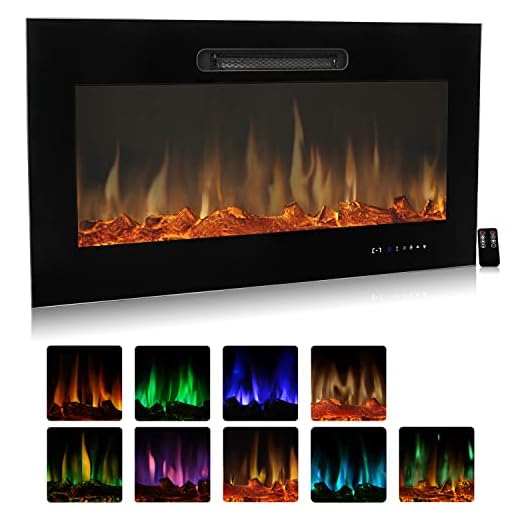 Circrane 36" Recessed Mounted Electric Fireplace, 750-1500W Insert Electric Heater with Adjustable Flame Color, Touch Control Panel & Remote Control, Log/Crystal Options