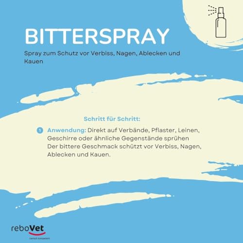 reboVet Bitterspray für Hunde & Katzen: Effektiver Schutz vor Kauen & Lecken, Sicher für Möbel & Textilien, Langanhaltender Bittergeschmack, Einfache Anwendung, 100 ml