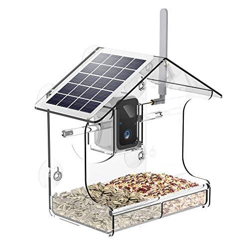 Mollan Smart Bird Feeder Camera, Window Bird Feeder with Bird Watching Camera & Solar Panel, Auto Capture Hummingbird Video and APP Notify Bird Camera, Ideal for a Gift to Family, Bird Lovers