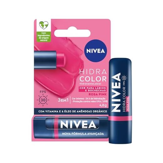 NIVEA Hidratante Labial Hidra Color 2 em 1 Rosa Pink 4,8g