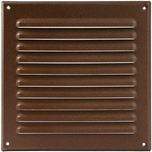 Vent Systems - 20,3 x 20,3 cm – brązowy – kwadratowa metalowa kratka wentylacyjna – kwadratowa kratka wentylacyjna – zintegrowana moskitiera – otwory wentylacyjne HVAC do łazienki, domowego biura,