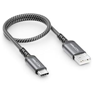 deleyCON 0,30m USB-A-naar-USB-C-Kabel Kort Laad- en Datakabel voor iPhone 17 15 16 Pro Max Air Galaxy A16 A56 S25 S24 S23 Pixel iPad Pro Air Tablet AirPods Notebook Switch PS5