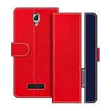 UOGNADGD Lederhülle Kompatibel mit Lenovo A2010 Klappbares Portemonnaie-Hülle mit Magnetverschluss Ständer & Kartenfächern stoßfestem Schutz (Rot)