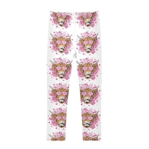 Pink Cow Girls Leggings,Workout Leggings for Girls Toddler Athletic Leggings Size for 3-10T