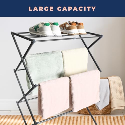 Image of happhom Clothes Drying Rack, Foldable Drying Rack Clothing, Laundry Drying Rack, Expandable and Collabsible Drying Rack, Free-Standing Large Clothes Dryer, Space Saving Indoor&Outdoor, Silver