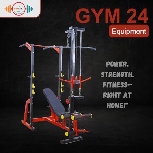 Image of GYM24 EQUIPMENTS Super 20in1 Home Gym Machine | Home Gym Machine | Chest, Bicep, Tricep,Back Workout | Ultimate Strength Training (Red & Black )