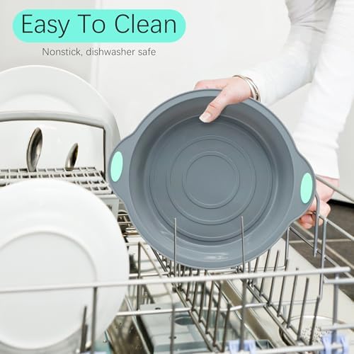 To encounter 9 Inch Silicone Round Cake Pans, 2 Pack Nonstick Silicone Baking Pans Set, Food Grade Cake Molds, with Metal Reinforced Frame More Strength - Thumbnail 4