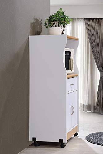 Hodedah Import Microwave Cart With One Drawer, Two Doors, And Shelf For Storage, White #TOP2