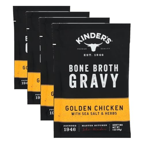 Kinder's Bone Broth Golden Chicken with Sea Salt & Herbs Gravy Mix, 1 Ounce (Pack of 4)