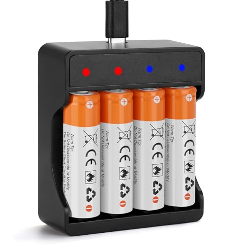 Fitinoch 4 Pack Rechargeable 1.5V AA Batteries