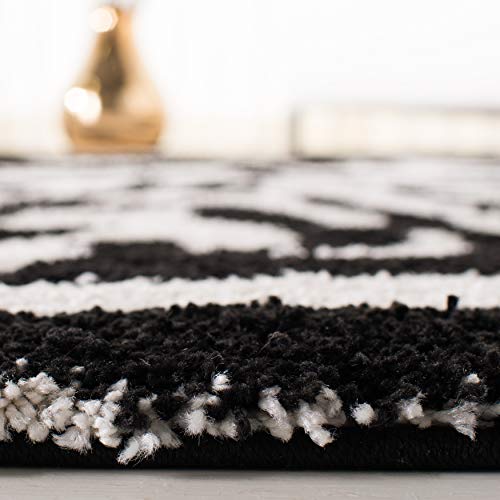 Safavieh Florida Shag Collection 8' X 10' Ivory / Black Sg452 Zebra Print Non-Shedding Living Room Bedroom Dining Room Entryway Plush 1.2-Inch Thick Area Rug #TOP2