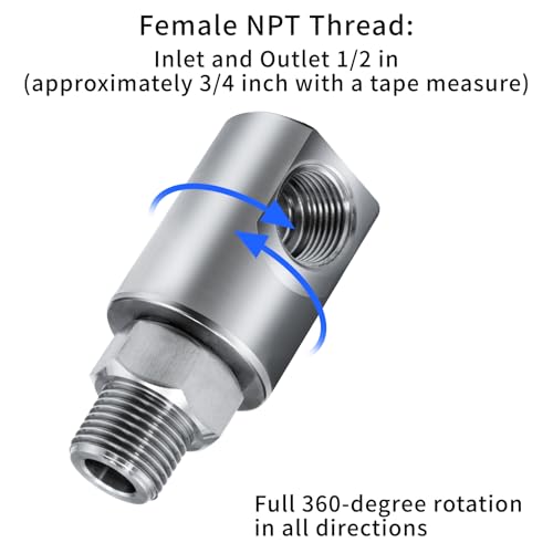 Image of 1 /2 Inch MXF Heavy Duty Hose Reel Swivel with Grease Zerk - Hose Reel Parts Fitting for Multi-Use Scenarios - Ideal for Home and Industrial Steel Hose Reels - Genuine Super Swivel