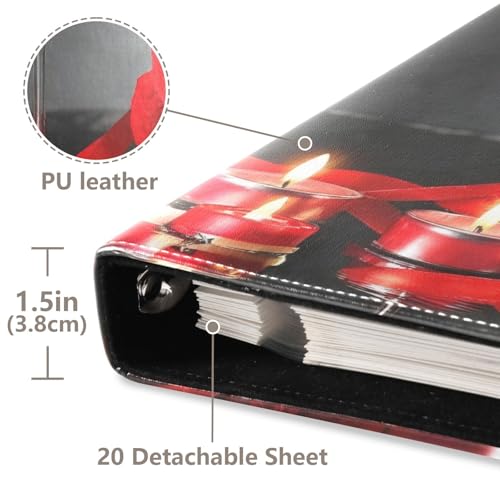 Álbum de Fotos Self Adhesive DIY Scrapbook Album Cuero PU Rojo Vino para San Valentín con 3 Anillas 40 Páginas 8x10 para Memorias miniatura 4