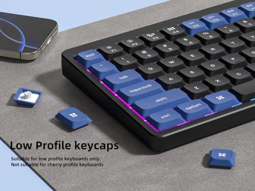 Image of dagaladoo Low Profile keycaps Set,Double Shot PBT Key caps,Black /Blue | 138-keys custom keycaps for Mechanical Keyboard 60% 65% 75% 96% 100% cherry-MX switch,TKL, Full-Sized Layout