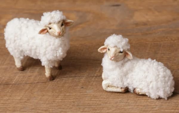New-Farmhouse-Wooly-Sheep-2-pcs-Figurines-Cottage-Farm-Animals-Primitive-Country-for-Holiday-Kitchen-Farmhouse-Home-Decor New Farmhouse Wooly Sheep 2 pcs Figurines Cottage Farm Animals Primitive Country for Holiday Kitchen Farmhouse Home Decor