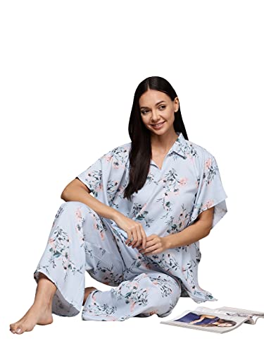 Image of ZIYAA Women Women's Orange Rayon Night Suit Set