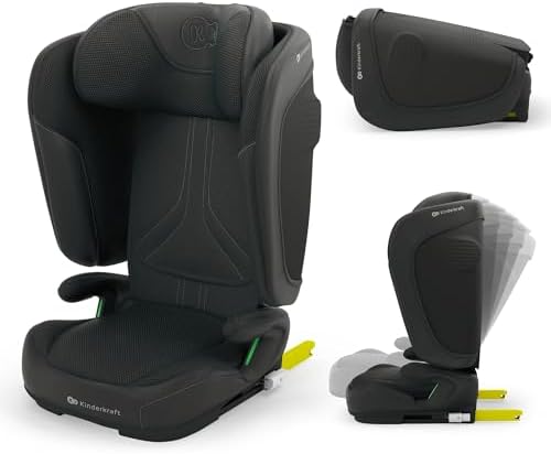 Kinderkraft UNITY2 I-size Kindersitz 100-150 cm, 15-36kg, Kinderautositz mit Isofix bis 12 Jahren, Sicherheitssystemen, leicht zu reinigen, atmungsaktives Material des Bezugs, Schw