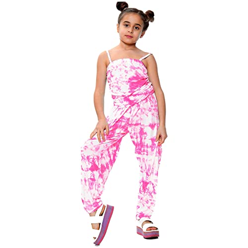 Enterizo para niñas cómodo y elegante con diseño de teñido anudado rosa neón A2Z 4 Kids