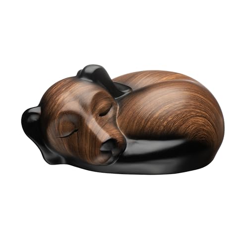 Kriss Art Haustierurnen, schlafende Harz-Urne, Hundeurne für Asche, Kleintierurne (Schwarze Walnuss)…