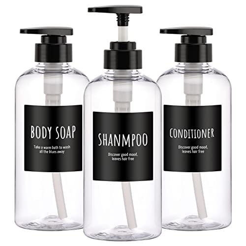 Segbeauty シャンプーボトル ディスペンサー 透明 500ml 3本セット 詰め替えボトル 容器 おしゃれ 浴室 洗面所 ウイルス対策