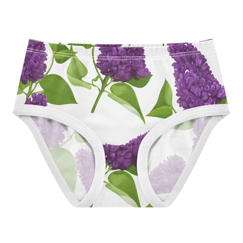 Toddler Girls Underwear 2t Cotton Panties Little Girl Print Underpants Briefs Lilac Flowers Purple Petals White